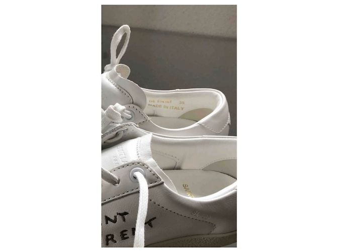 Sneakers Saint Laurent Court in pelle bianca Bianco - vista 5