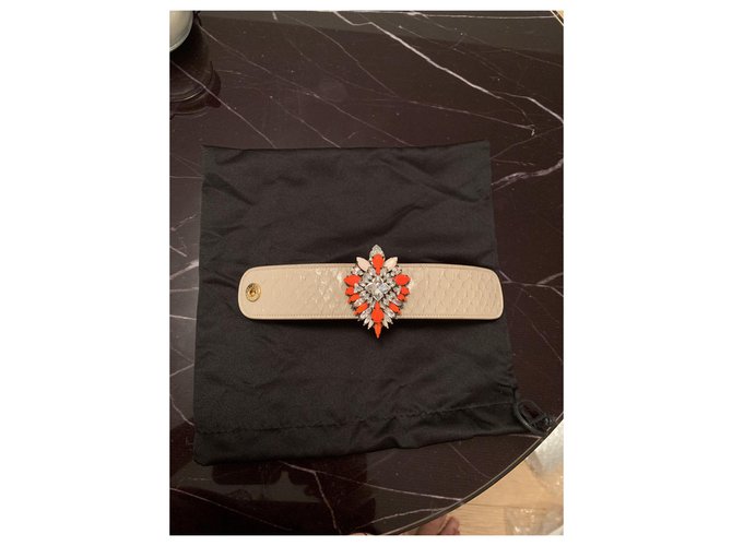Shourouk Python Armband mit orange und weißen Strasssteinen Beige - Ansicht 2