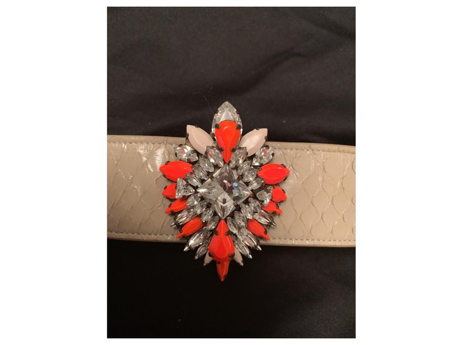 Shourouk Python Armband mit orange und weißen Strasssteinen Beige - Ansicht 3