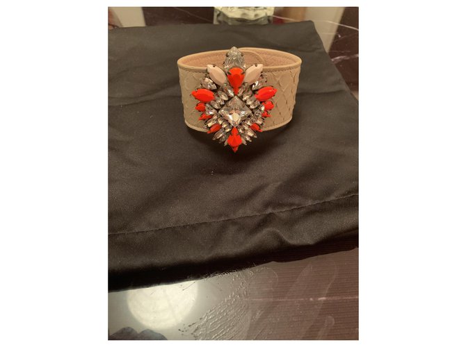 Shourouk Python Armband mit orange und weißen Strasssteinen Beige - Ansicht 4