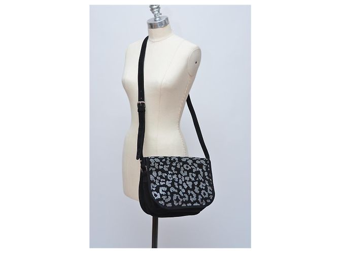 Balmain Leo Borsa a tracolla in scamosciato nero e cristalli Swarovski - vista 10