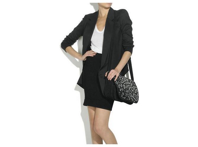Balmain Leo Borsa a tracolla in scamosciato nero e cristalli Swarovski - vista 11