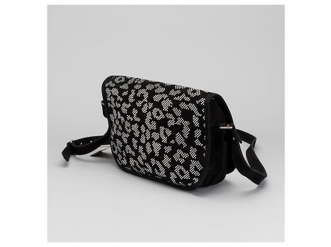 Balmain Leo Borsa a tracolla in scamosciato nero e cristalli Swarovski - vista 15
