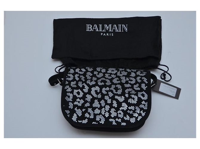 Balmain Leo Borsa a tracolla in scamosciato nero e cristalli Swarovski - vista 2