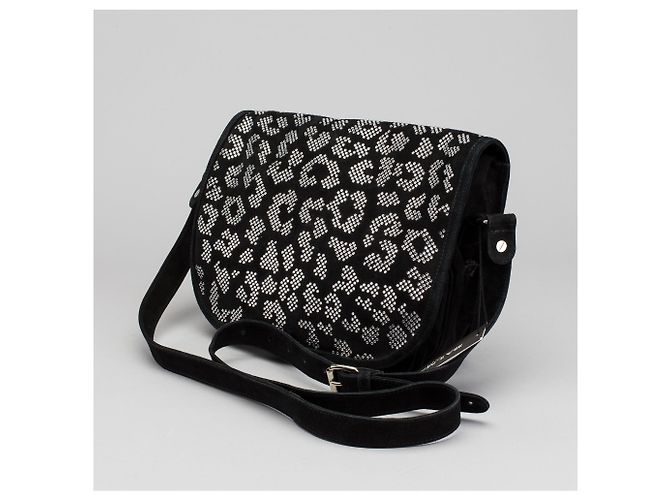 Balmain Leo Borsa a tracolla in scamosciato nero e cristalli Swarovski - vista 5