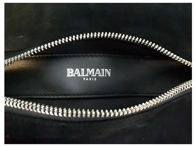 Balmain Leo Borsa a tracolla in scamosciato nero e cristalli Swarovski - vista 7