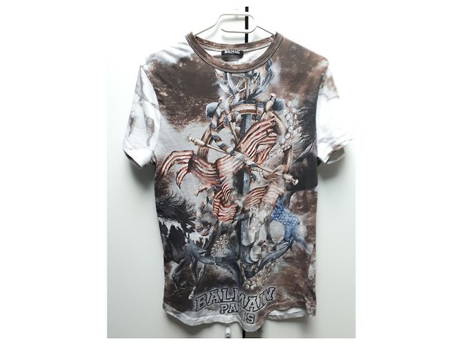 T-shirt âncora e bandeira da marca de designer Balmain. Multicor - vista 2
