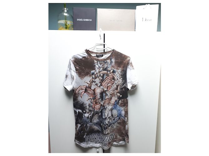 T-shirt âncora e bandeira da marca de designer Balmain. Multicor - vista 3