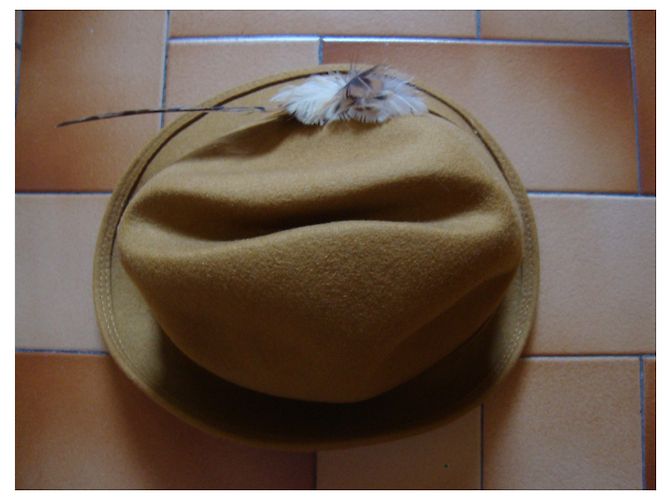 Autre Marque Cappello in feltro di lana senape con piuma - vista 4