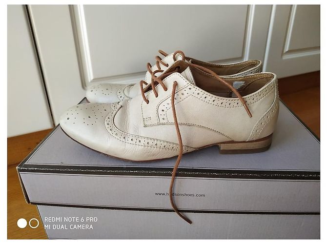 Scarpe Oxford H by Hudson in pelle crema Crudo - vista 2