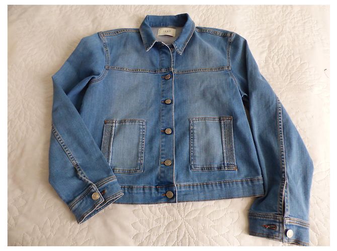 Ikks Blaue Kurze Jeansjacke Baumwolle Größe 44 Hellblau - Ansicht 3