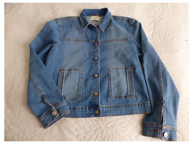 Ikks Blaue Kurze Jeansjacke Baumwolle Größe 44 Hellblau - Ansicht 4