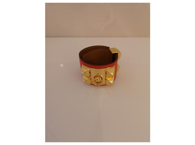 Bracciale con colletto per cani Hermès Arancione Corallo - vista 2