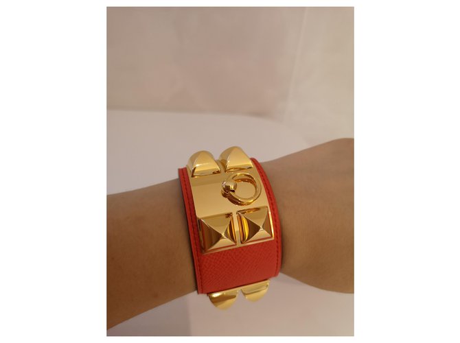 Bracciale con colletto per cani Hermès Arancione Corallo - vista 4