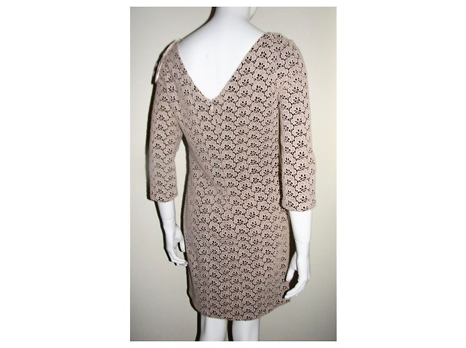 Diane Von Furstenberg Sarita Acorn Guipure Lace dress Brown Beige - view 5