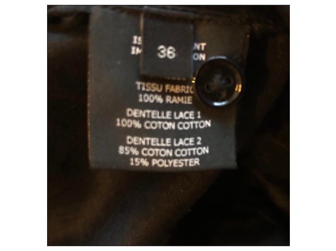 Isabel Marant Schwarzes Leinenkleid mit Spitze Größe 36 - Ansicht 3