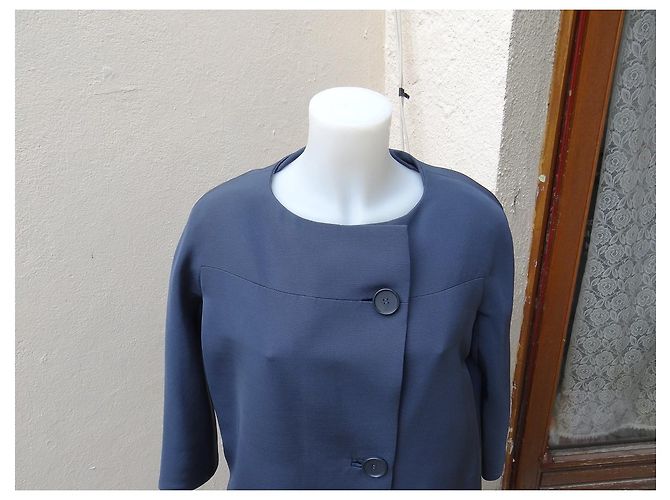 Abrigo oversize Balenciaga azul de lana y seda - vista 2