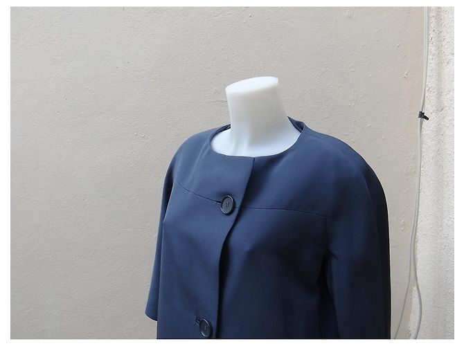 Abrigo oversize Balenciaga azul de lana y seda - vista 3