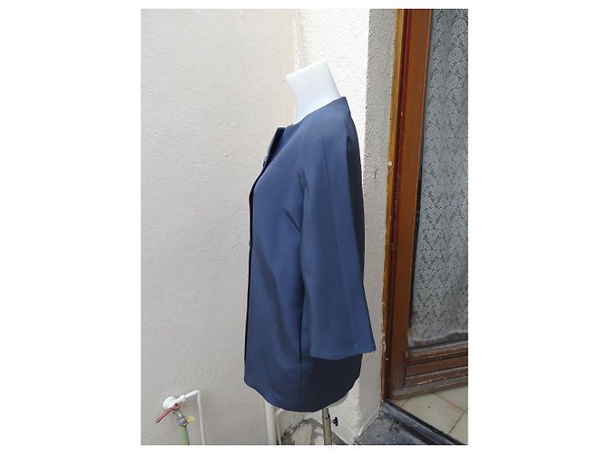 Abrigo oversize Balenciaga azul de lana y seda - vista 4