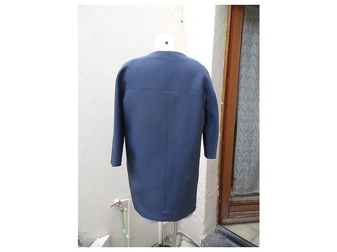 Abrigo oversize Balenciaga azul de lana y seda - vista 5