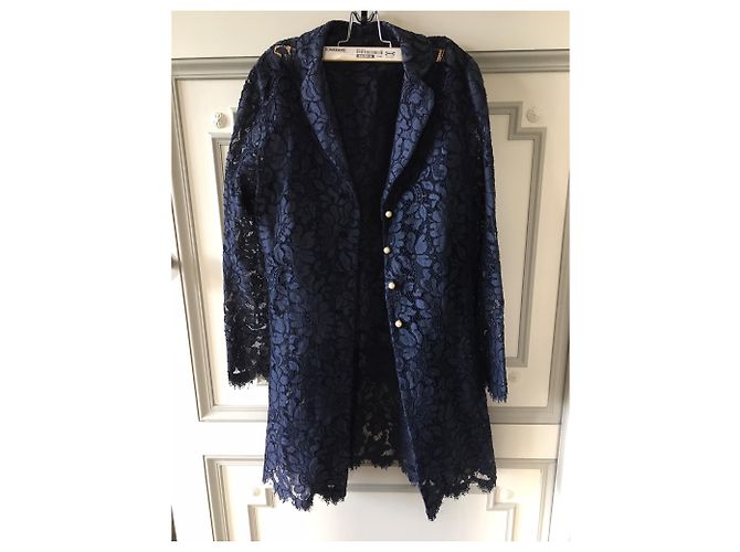Set giacca e gonna in pizzo blu navy Paule Ka - vista 6