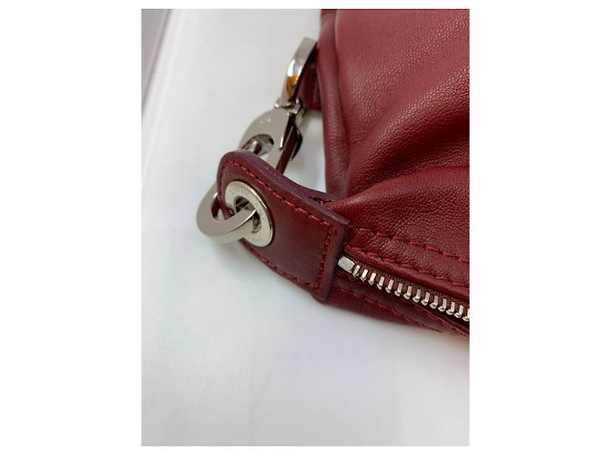 Borsa Longchamp Pliage in pelle bordeaux Bordò - vista 5