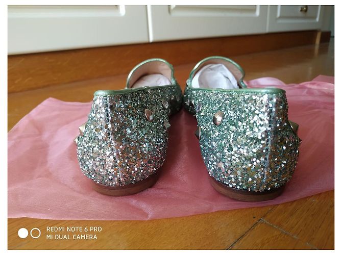 Autre Marque Dolce Ballerina 1326 mocassini metallizzati verde menta con borchie glitterate Verde chiaro - vista 6
