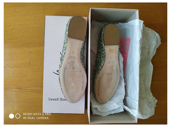 Autre Marque Dolce Ballerina 1326 mocassini metallizzati verde menta con borchie glitterate Verde chiaro - vista 7