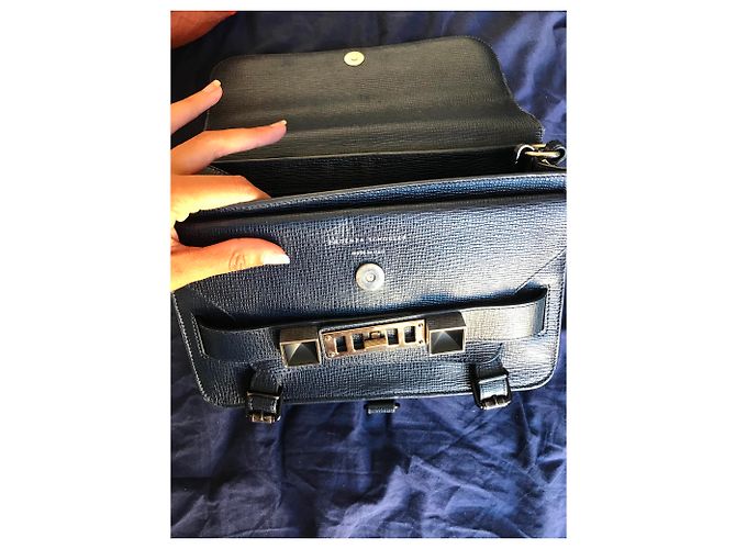 Borsa a mano Proenza Schouler PS11 in pelle blu scuro - vista 7