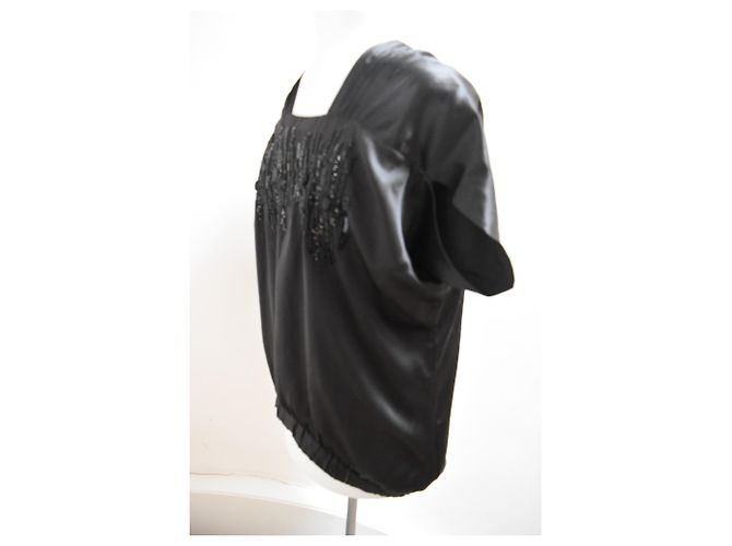 Nuovo top con perline di seta nera Antik Batik. fr36/ XS Nero - vista 2