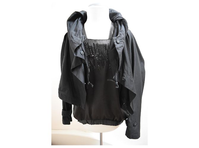 Nuovo top con perline di seta nera Antik Batik. fr36/ XS Nero - vista 4