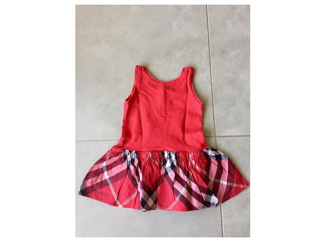 Burberry Kleid Rot Baumwolle Tartan Print 9 Monate - Ansicht 2