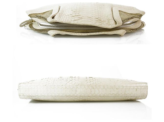 Salvatore Ferragamo Ecru Schlangenleder Python Übergroße De Manta Clutch Bag - Ansicht 3