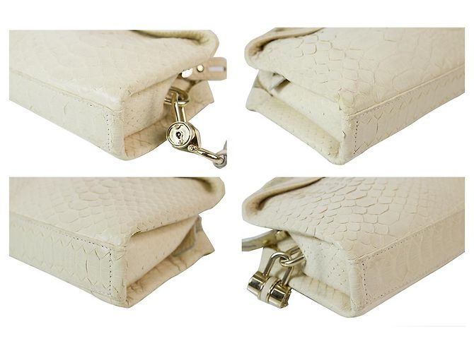 Salvatore Ferragamo Ecru Schlangenleder Python Übergroße De Manta Clutch Bag - Ansicht 4