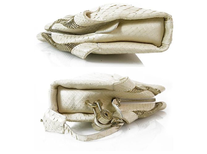 Salvatore Ferragamo Ecru Schlangenleder Python Übergroße De Manta Clutch Bag - Ansicht 5