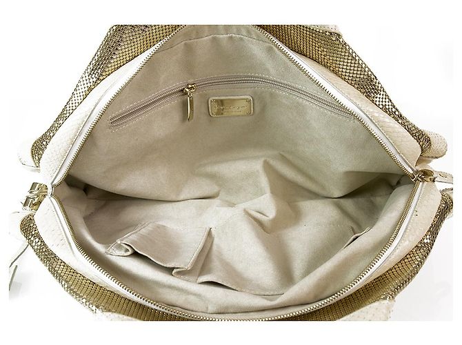 Salvatore Ferragamo Ecru Schlangenleder Python Übergroße De Manta Clutch Bag - Ansicht 7