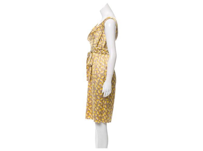 Diane Von Furstenberg Vestido DvF Frandarly de seda Beige Crudo Amarillo - vista 2