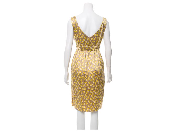 Diane Von Furstenberg Vestido DvF Frandarly de seda Beige Crudo Amarillo - vista 3
