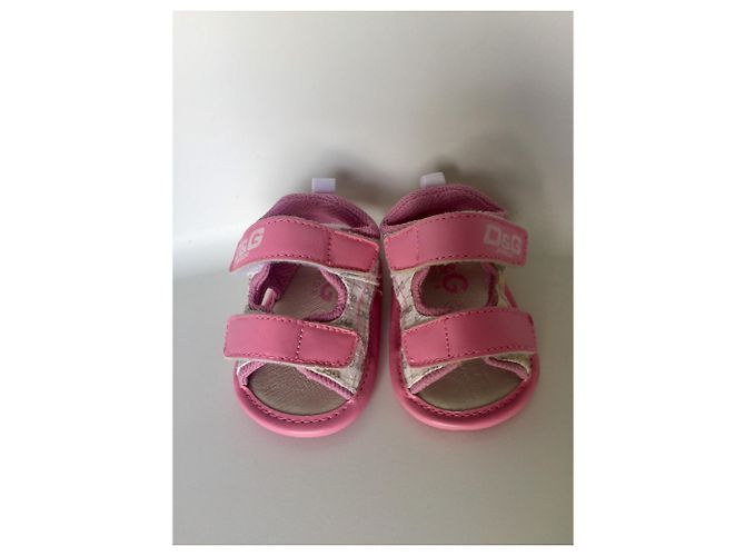 Sandali D&G Junior in tela bianca rosa e grigio Bianco - vista 2