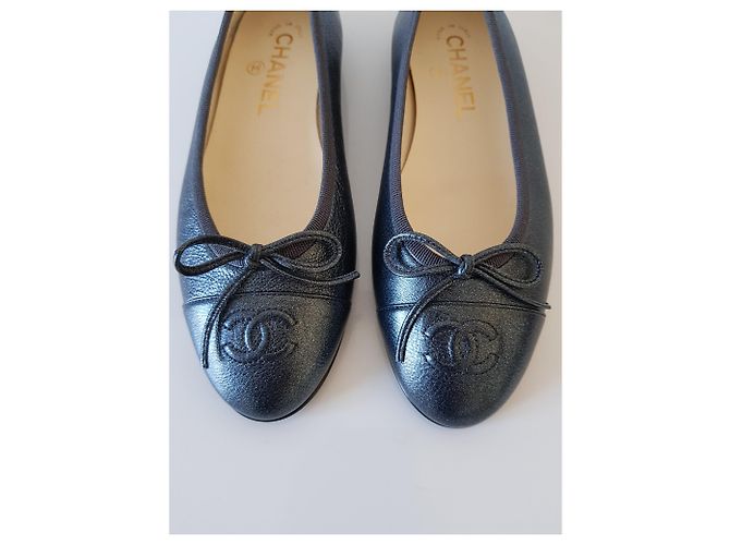 Chanel bailarinas nuevo cuero gris - vista 3