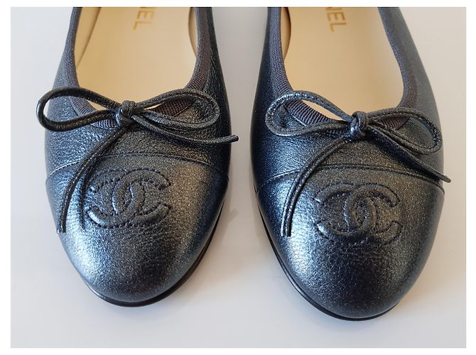 Chanel bailarinas nuevo cuero gris - vista 8