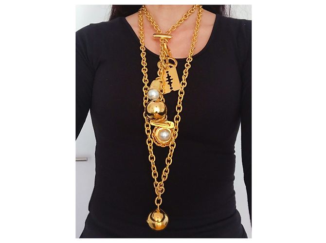Selten!! 1990's Moschino Gilt Charm Gürtel Golden - Ansicht 2