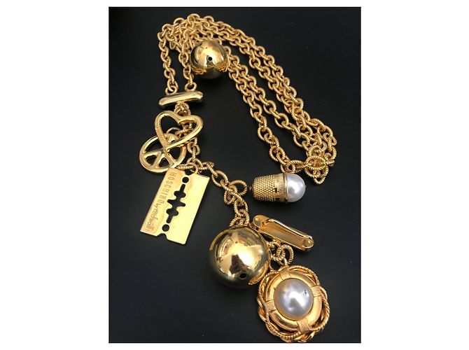 Selten!! 1990's Moschino Gilt Charm Gürtel Golden - Ansicht 3