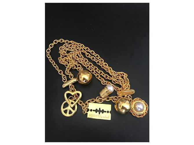 Selten!! 1990's Moschino Gilt Charm Gürtel Golden - Ansicht 4