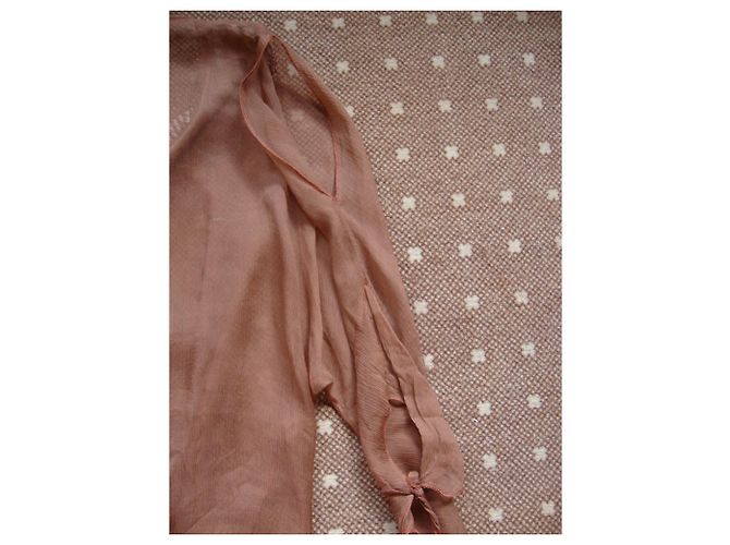 Autre Marque Tunica in seta marrone con ricami orientali - vista 4