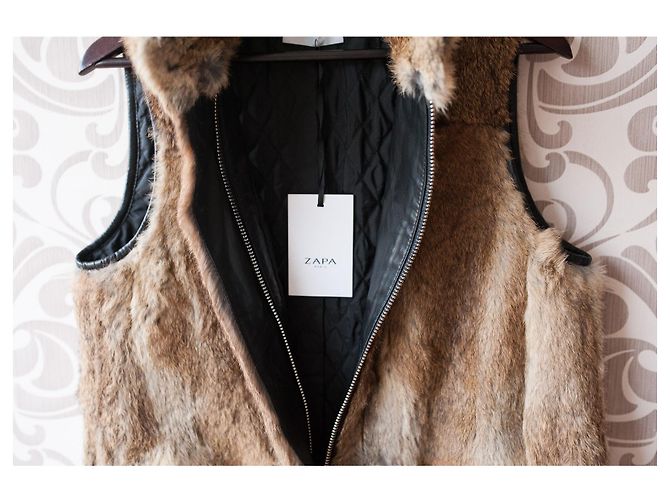 Zapa Paris Fona women vest waistcoat 100% Rabbit Fur Brown - view 3