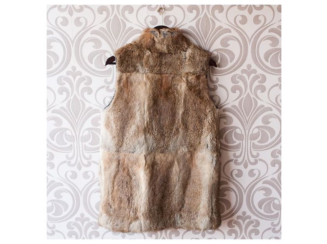 Zapa Paris Fona women vest waistcoat 100% Rabbit Fur Brown - view 6