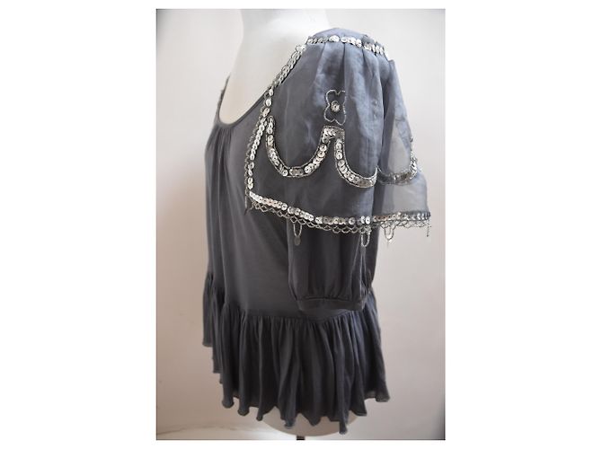 New Manoush graues Top mit Pailletten. S - Ansicht 2