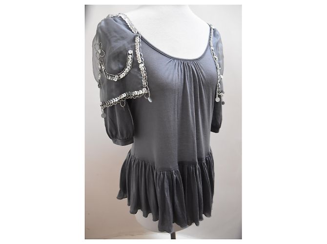 New Manoush graues Top mit Pailletten. S - Ansicht 3