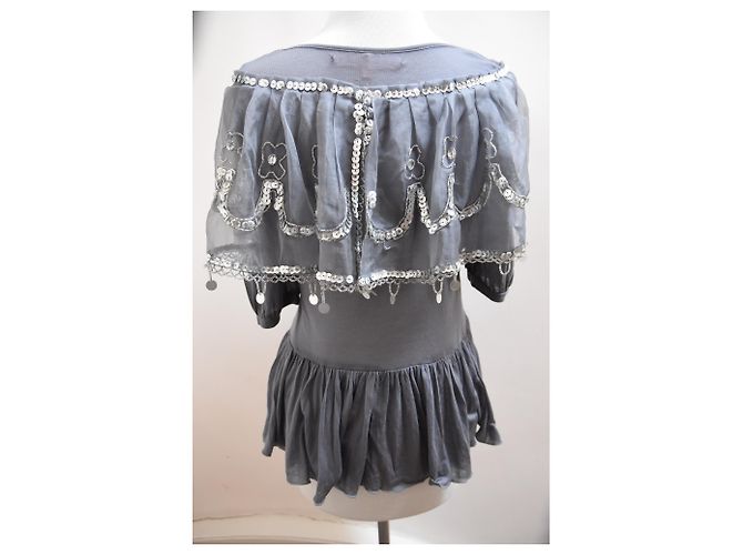 New Manoush graues Top mit Pailletten. S - Ansicht 4